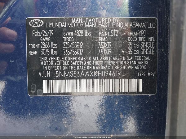 2019 HYUNDAI SANTA FE ULTIMATE 2.0T