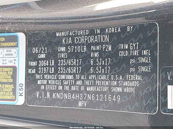 2022 KIA CARNIVAL MPV LX SEAT PACKAGE