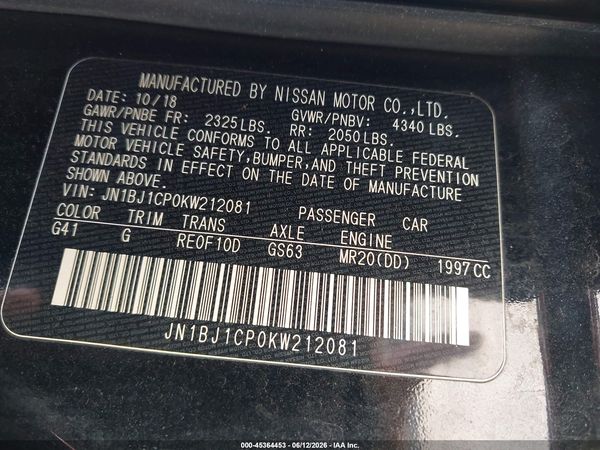 2019 NISSAN ROGUE SPORT SL