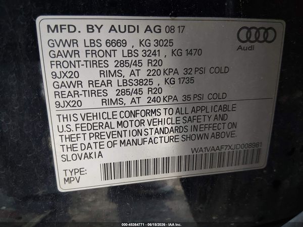 2018 AUDI Q7 3.0T PREMIUM