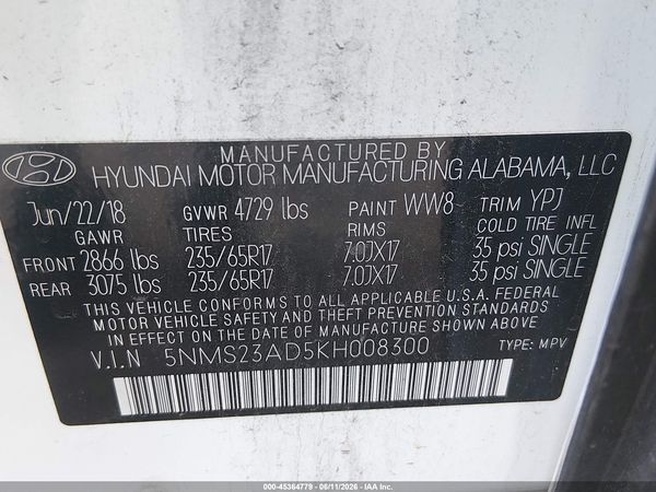 2019 HYUNDAI SANTA FE SE