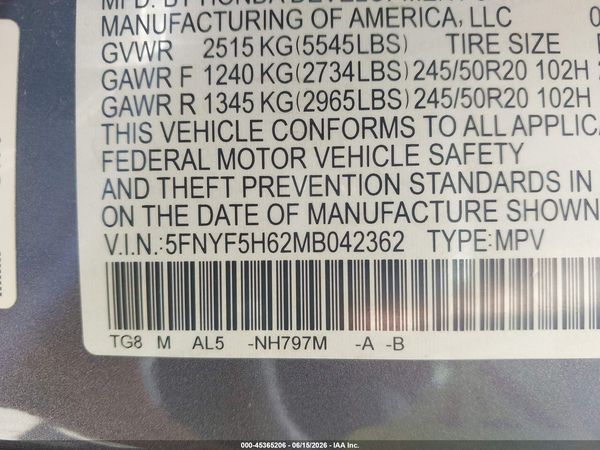 2021 HONDA PILOT 2WD TOURING 7 PASSENGER