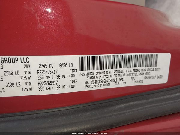 2013 DODGE GRAND CARAVAN SE — I9
