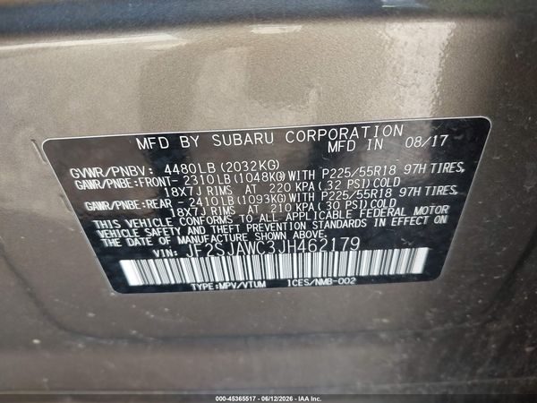 2018 SUBARU FORESTER 2.5I TOURING