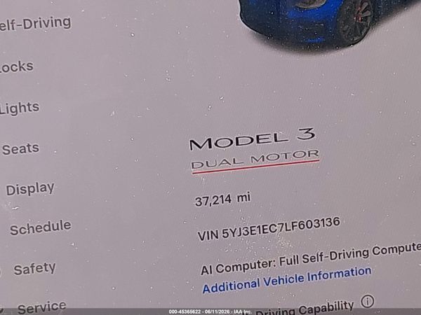 2020 TESLA MODEL 3
