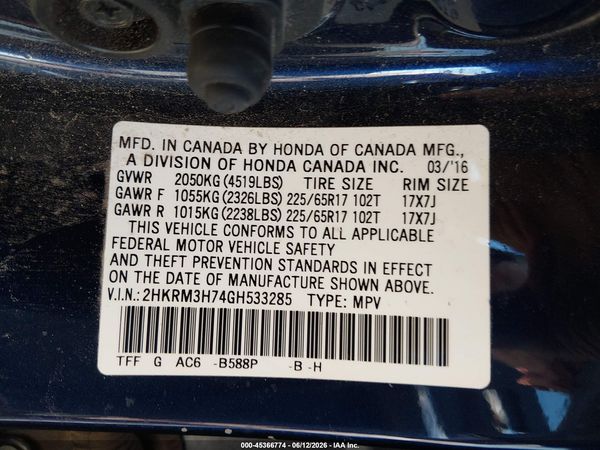 2016 HONDA CR-V EX-L