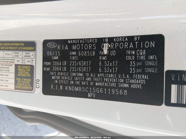 2016 KIA SEDONA LX
