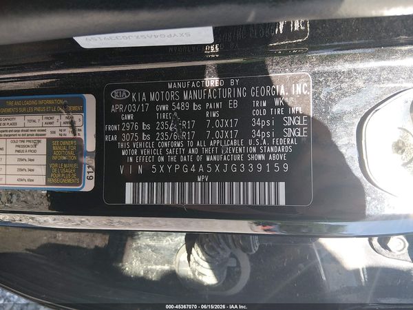 2018 KIA SORENTO 3.3L LX