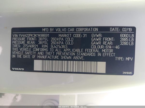 2019 VOLVO XC90 T6 MOMENTUM