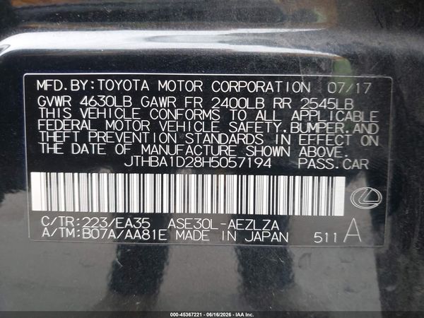 2017 LEXUS IS 200T