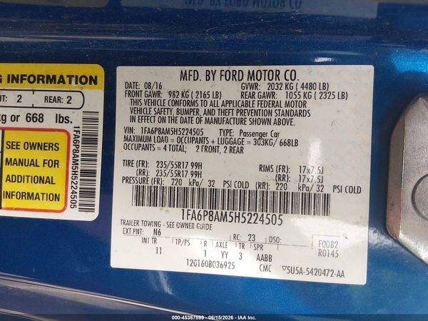 2017 FORD MUSTANG V6