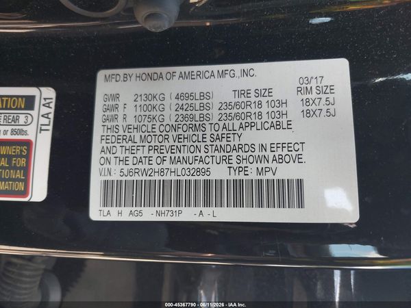 2017 HONDA CR-V EX-L/EX-L NAVI