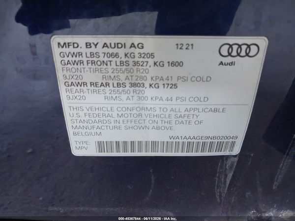 2022 AUDI E-TRON PREMIUM QUATTRO