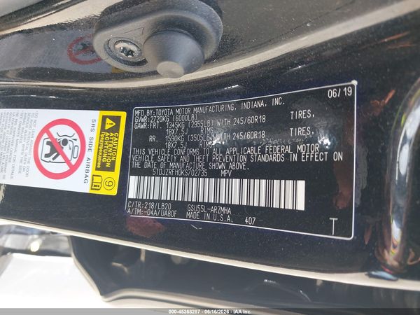 2019 TOYOTA HIGHLANDER XLE