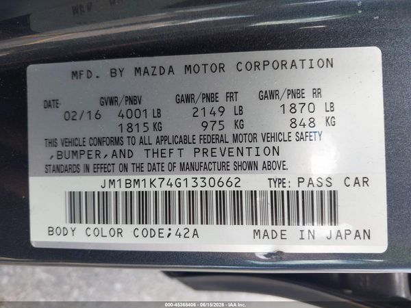 2016 MAZDA MAZDA3 I SPORT