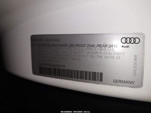 2018 AUDI S5 3.0T PREMIUM PLUS