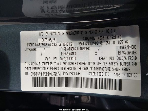 2025 MAZDA MAZDA3 2.5 S CARBON EDITION