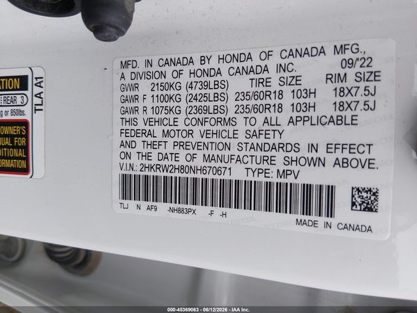 2022 HONDA CR-V AWD EX-L