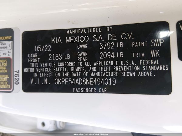2022 KIA FORTE GT-LINE
