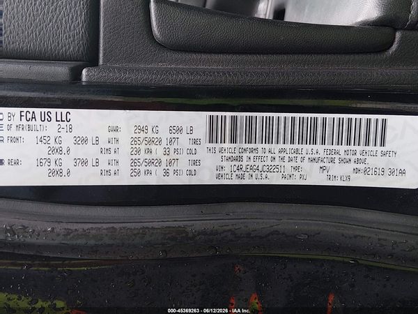 2018 JEEP GRAND CHEROKEE ALTITUDE 4X2