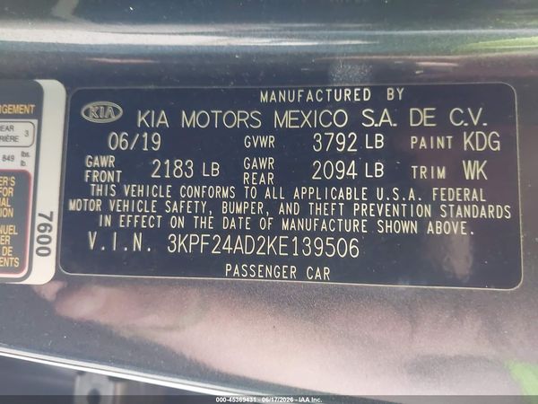 2019 KIA FORTE FE