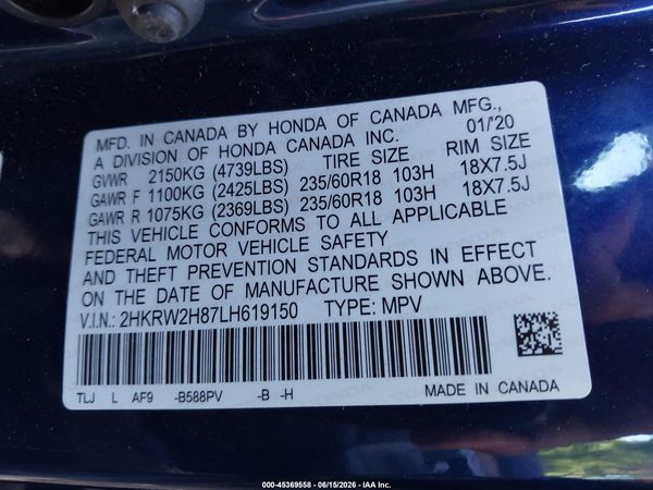 2020 HONDA CR-V AWD EX-L