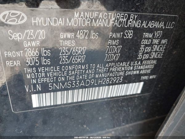 2020 HYUNDAI SANTA FE SEL