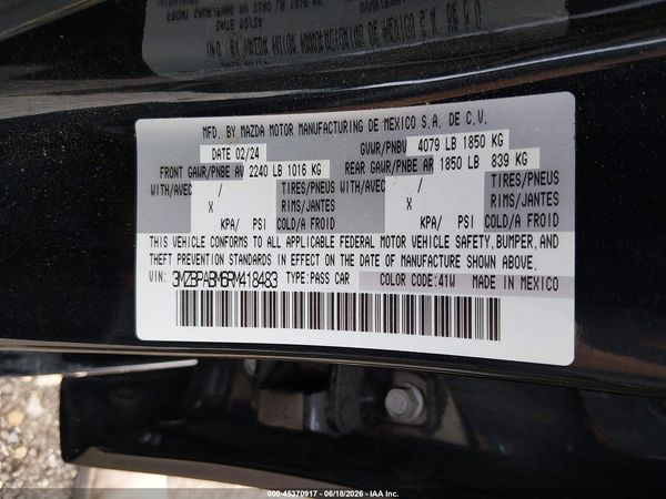 2024 MAZDA MAZDA3 2.5 S SELECT SPORT