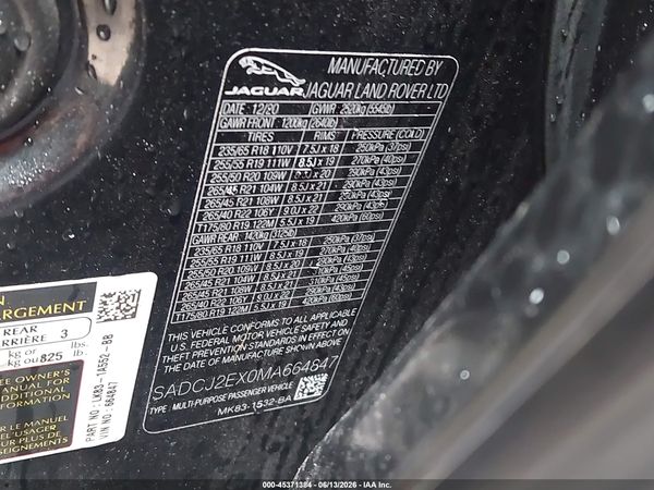 2021 JAGUAR F-PACE S P250 AWD AUTOMATIC