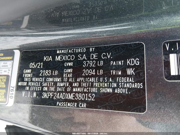 2021 KIA FORTE LXS