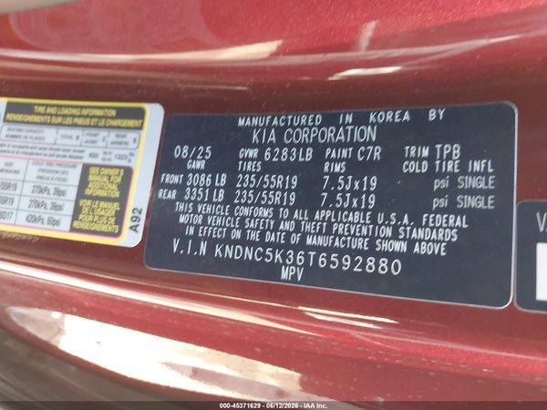 2026 KIA CARNIVAL MPV EX