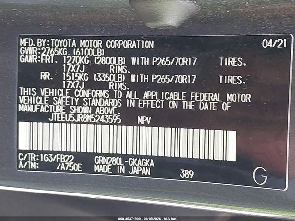 2021 TOYOTA 4RUNNER SR5