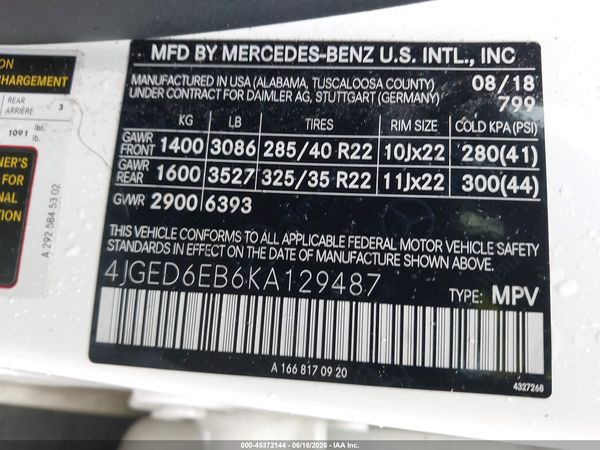 2019 MERCEDES-BENZ AMG GLE 43 COUPE 4MATIC