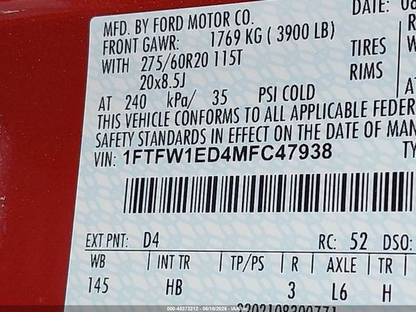 2021 FORD F-150 LARIAT