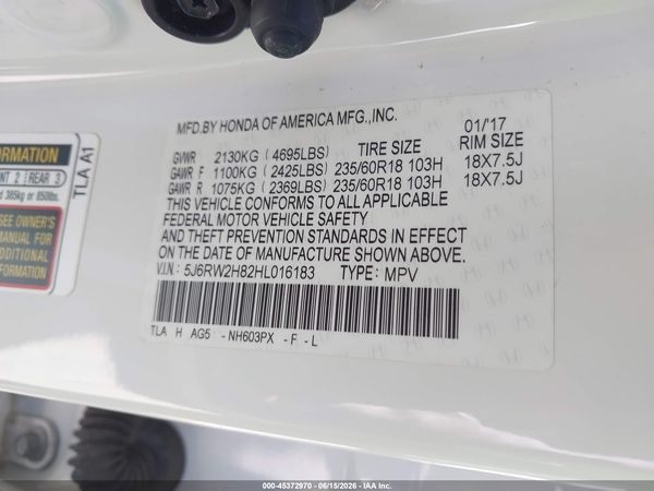 2017 HONDA CR-V EX-L/EX-L NAVI