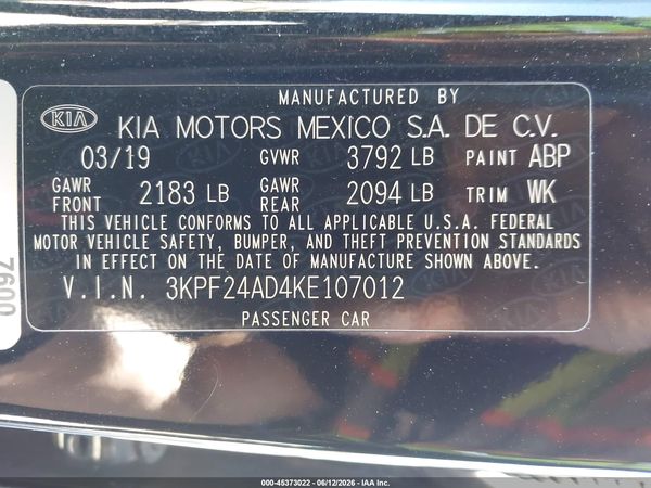 2019 KIA FORTE FE