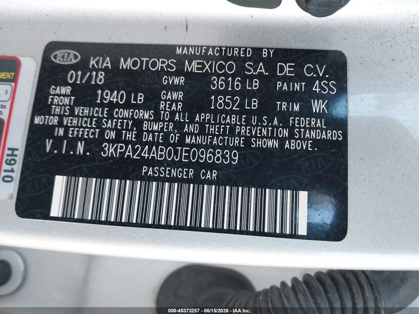 2018 KIA RIO S