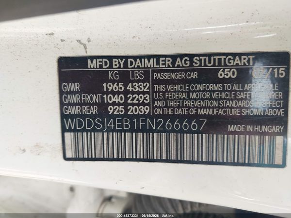 2015 MERCEDES-BENZ CLA 250 CLA250