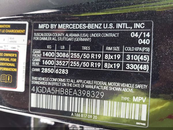2014 MERCEDES-BENZ ML 350 ML350 4-MATIC