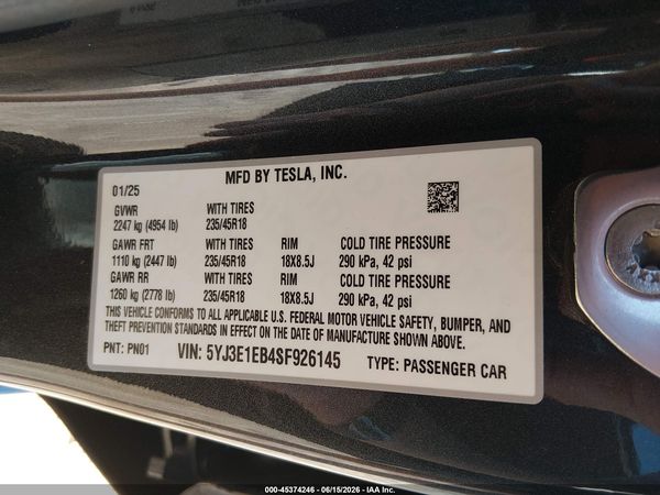 2025 TESLA MODEL 3