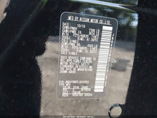 2020 NISSAN ARMADA SL 2WD