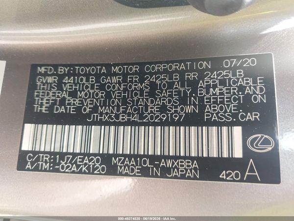 2020 LEXUS UX 200 200 Base