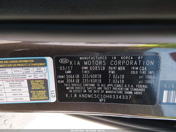 2017 KIA SEDONA EX