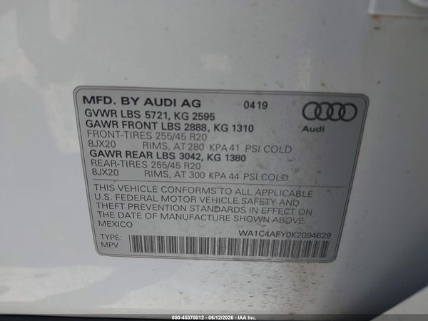 2019 AUDI SQ5 3.0T PREMIUM