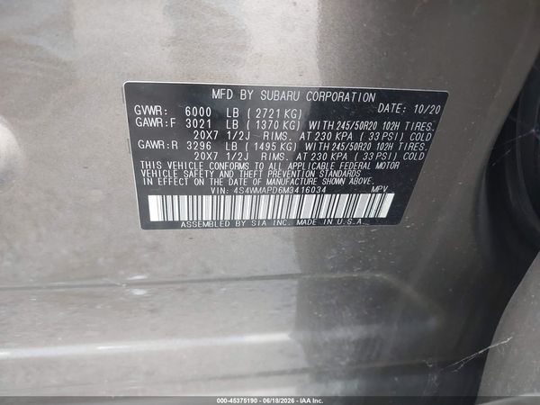 2021 SUBARU ASCENT LIMITED
