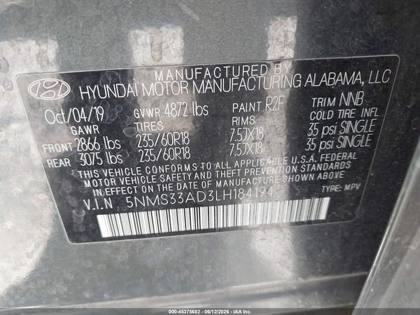 2020 HYUNDAI SANTA FE SEL