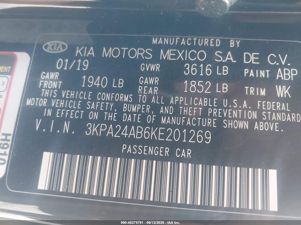 2019 KIA RIO S