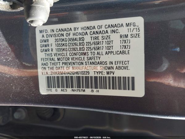 2016 HONDA CR-V SE