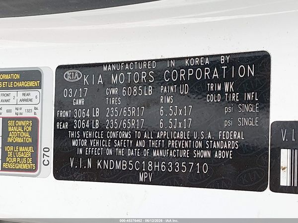 2017 KIA SEDONA LX