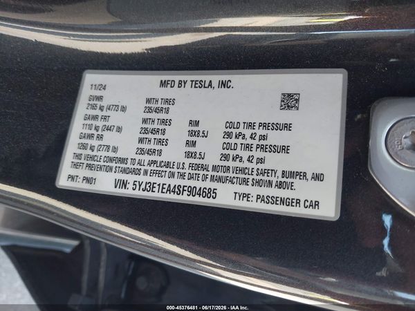 2025 TESLA MODEL 3